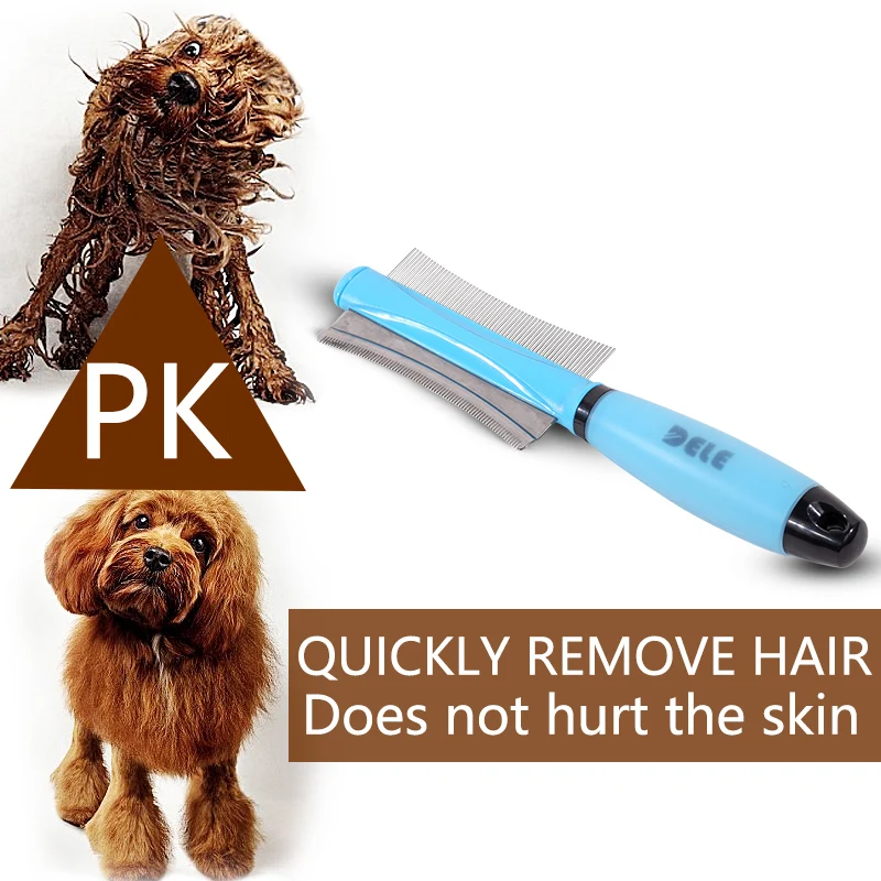 

2in 1 Pet Grooming Comb Dual Side Arc-shaped Stainless Steel Trimmer for Dogs Cats Removes Loose Undercoat Anti-slip Dog Comb