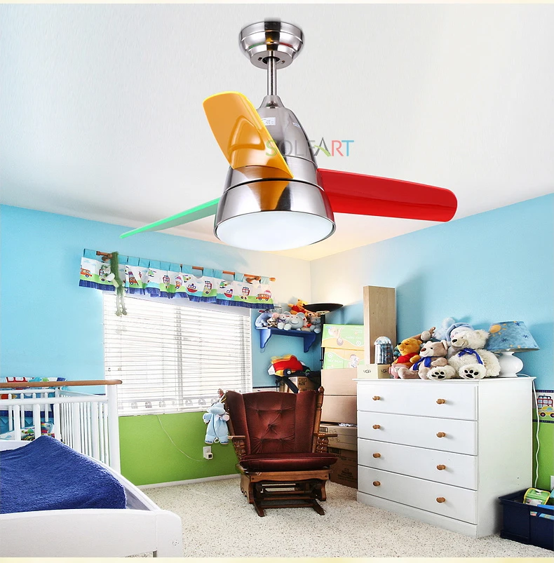 SOLFART светодиодный потолочный вентилятор, современный светодиодный светильник для детской комнаты, черно-белый цветной потолочный вентилятор для спальни с пультом дистанционного управления slf2059