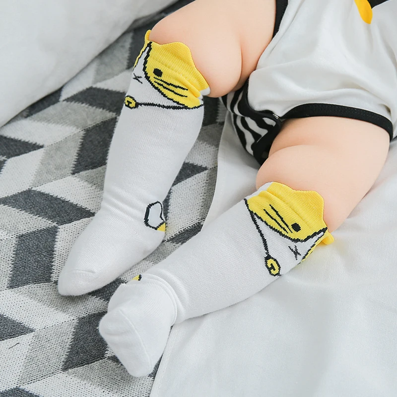

1 Pair Lovely Cotton Baby Socks Animal Printed Knee High Kids Boy Girl Long Socks Anti Slip Cartoon Cat Panda Leg Warmers 0-2Y