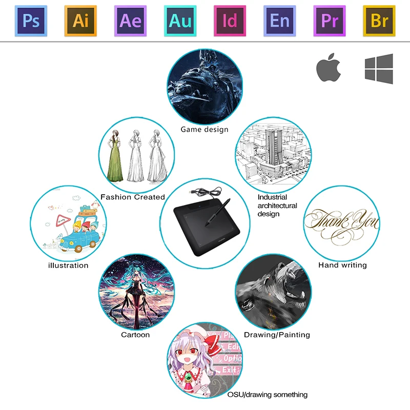 Новые HUION 680S 8 &quotцифровые графические планшеты профессиональные для рисования