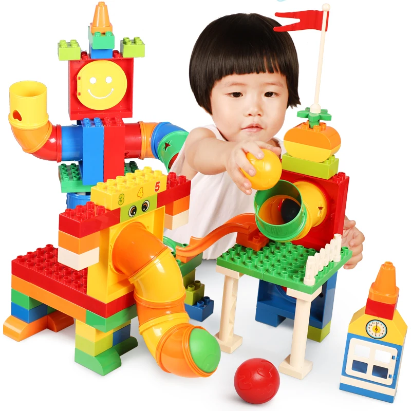 

108pcs Construction Marble Race Run Maze Balls Track Robot Building Blocks Educational Bricks Compatible with Big Size Blocks