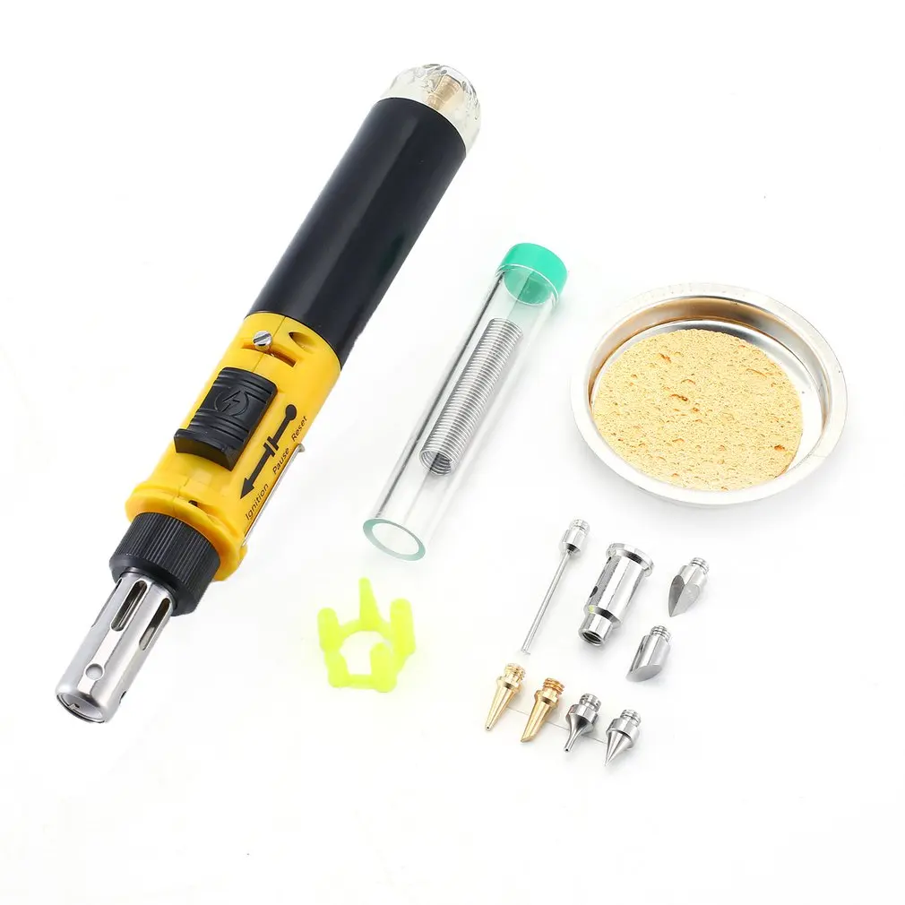 

12in1 Automatic Ignition Electric Soldering Iron Set Soldering Iron Gun Butane Welding Tools Kit Gas Blow Torch Pen Drop Ship