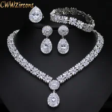 CWWZircons 4 шт. супер сверкающий кубический цирконий камень Мода Африканский нигерийский для женщин свадебный комплект ювелирных изделий для невест T054