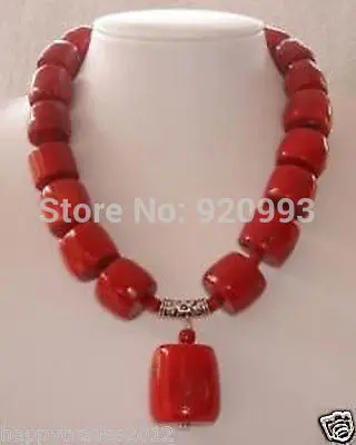 

W&O Wholesale ***X61 Rare Exquisite Tibet Red Coral Silver Necklace