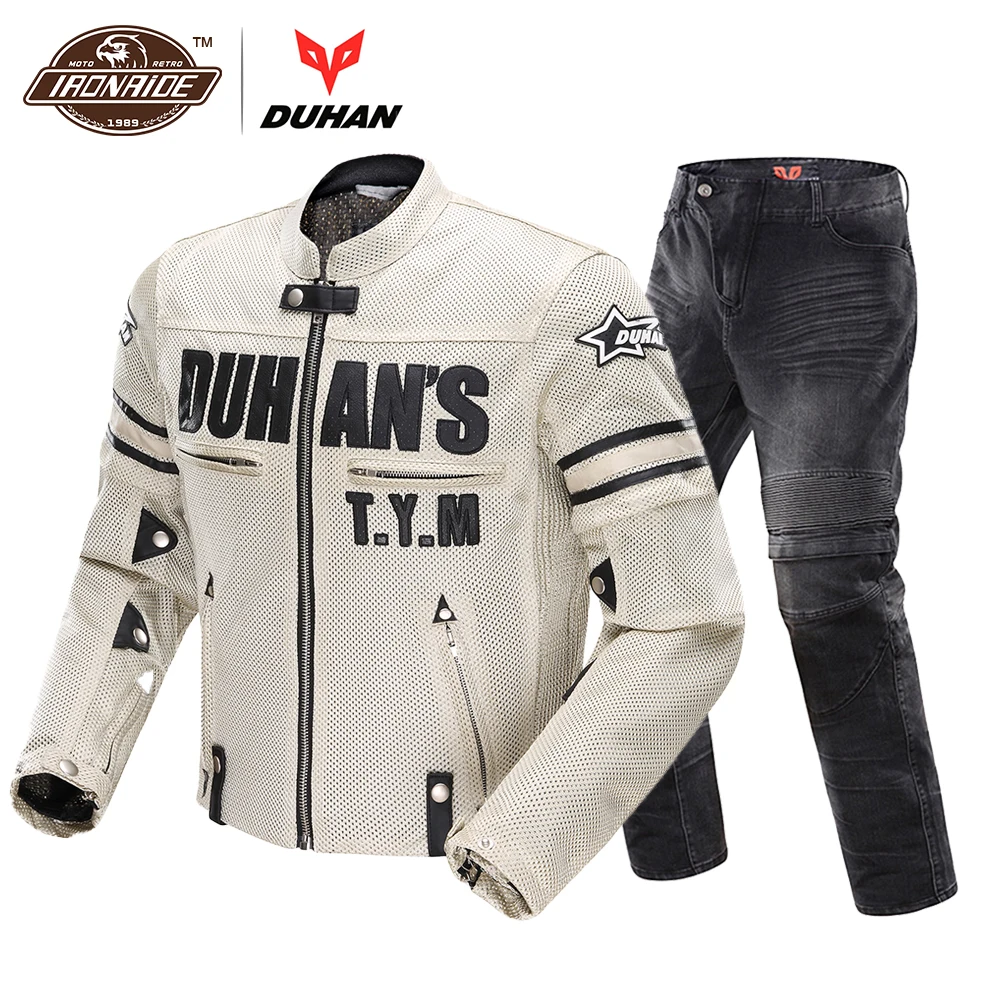 

DUHAN Motorcycle Jacket Breathable Mesh Jacket Motocross Jacket Suit Racing Moto Jacket Pants Motorcycle Protective Gear