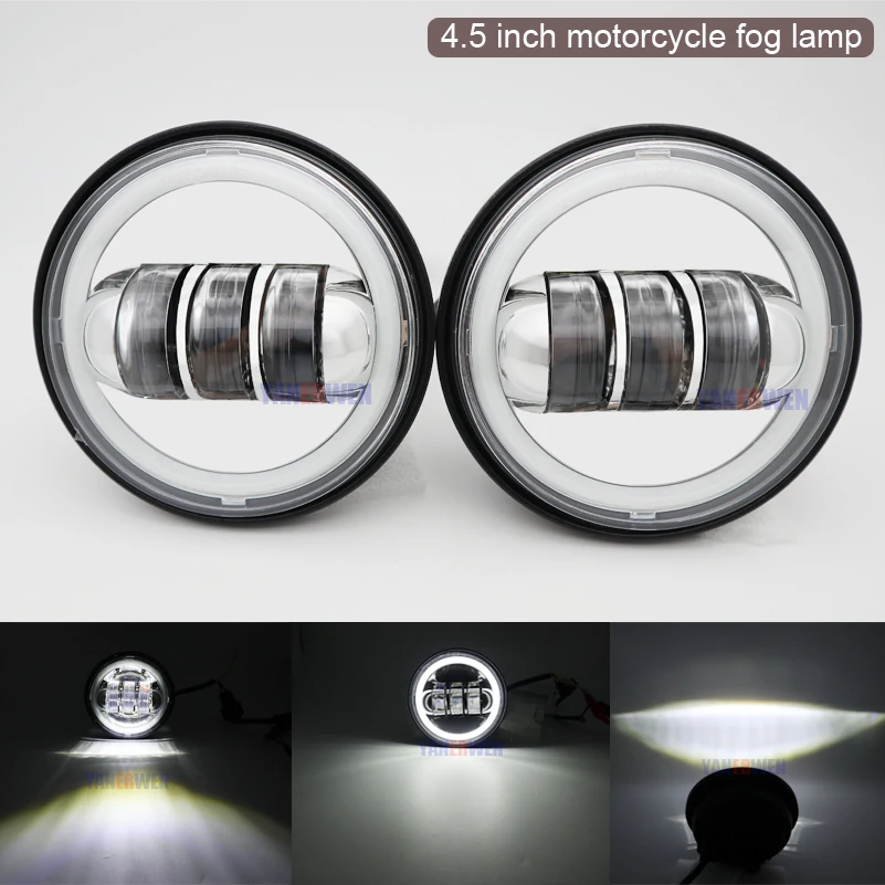 

1 pair 4.5 inch motorcycle fog lamp LED Fog Light motorcycle headlight white Angel eye DRL Lamp For Motorcycles.