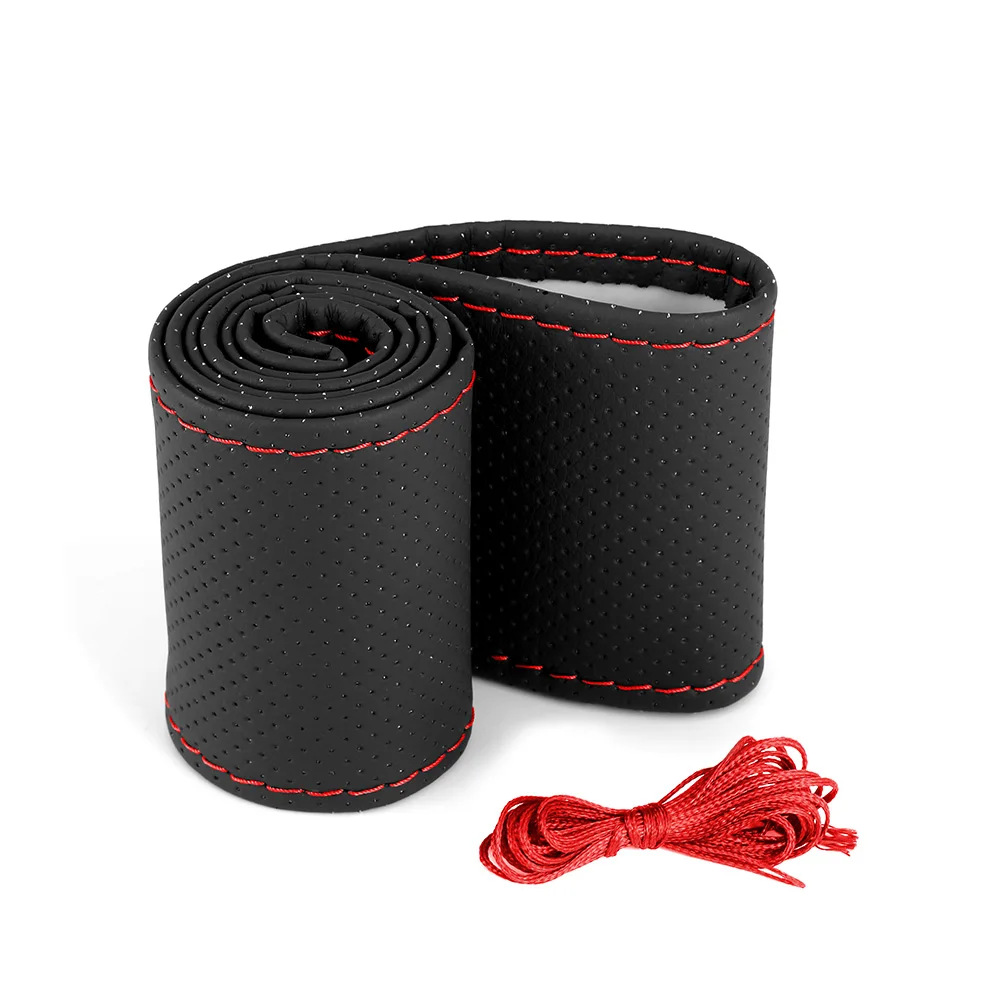

Braid On Steering Wheel Car Steering Wheel Cover With Needles and Thread Artificial leather Diameter 38cm Auto Car Accessories