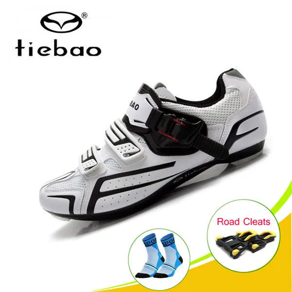 Tiebao горный велосипед MTB велосипедная обувь высокого качества педали superstar кроссовки самоблокирующийся, дышащие, с белой полосой, дорога Велосипеды обуви - Цвет: Cleats for 1268 W