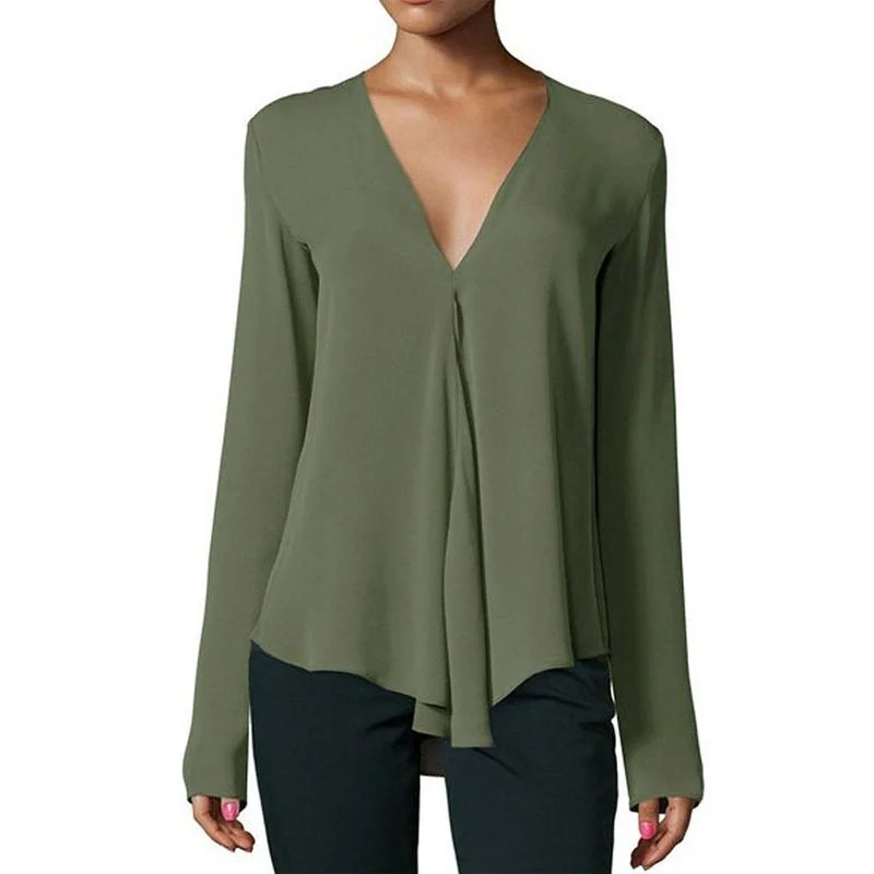 

2019 Fashion Brand Women's Blouse Summer Sleeveless Chiffon Shirt Solid V-neck Casual Blouse Sunscreen Loose Female Top Shirts