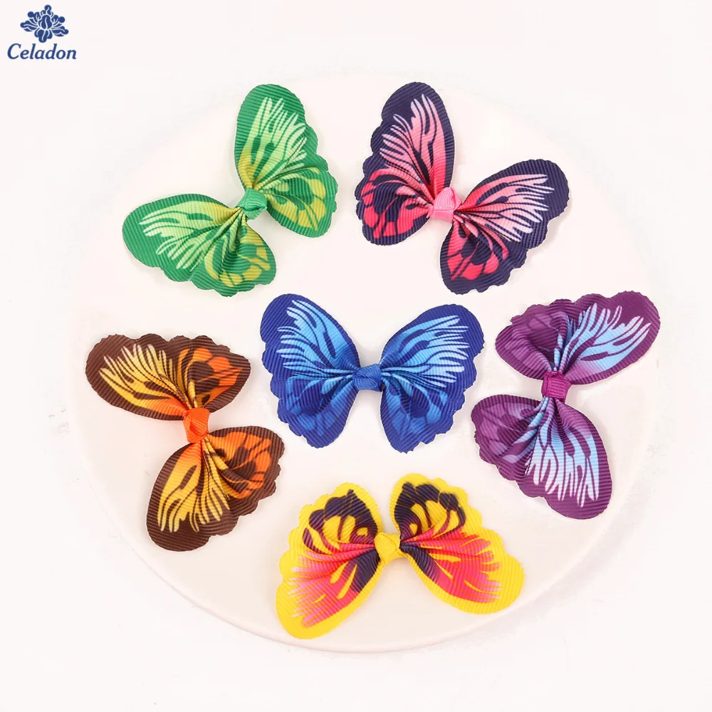 10 шт., 10 цветов, 50x70 мм, маленькие Мини-бабочки ручной работы, атласная лента, бант для рукоделия, украшение для свадебного банта, детские заколки для волос