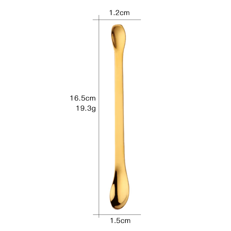 Кофейные ложечки из нержавеющей стали с двойной головкой кухонная Приправа ложка, чайная ложка совок для мороженного ложка для перемешивания столовые приборы 4 шт ложки - Цвет: 4pcs Gold