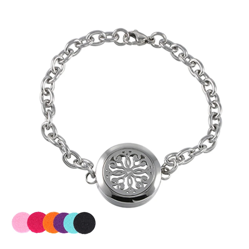 

Magnetic 316L Stainless Steel Essential Oil Diffusing Bracelet Locket Perfume Locket Bangle(free felt pads)