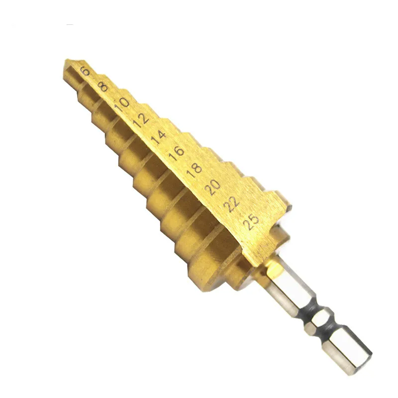 

Hss Steel Titanium Step Drill Bits 6-22mm Step Cone Cutting Tools Steel Woodworking Wood Metal Drilling