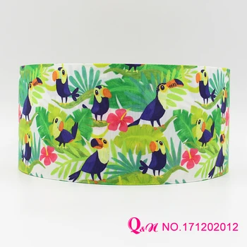 

Q&N ribbon 16mm 22mm 25mm 38mm 50mm 75mm birds print grosgrain ribbon webbing 50yards/roll for hair tie