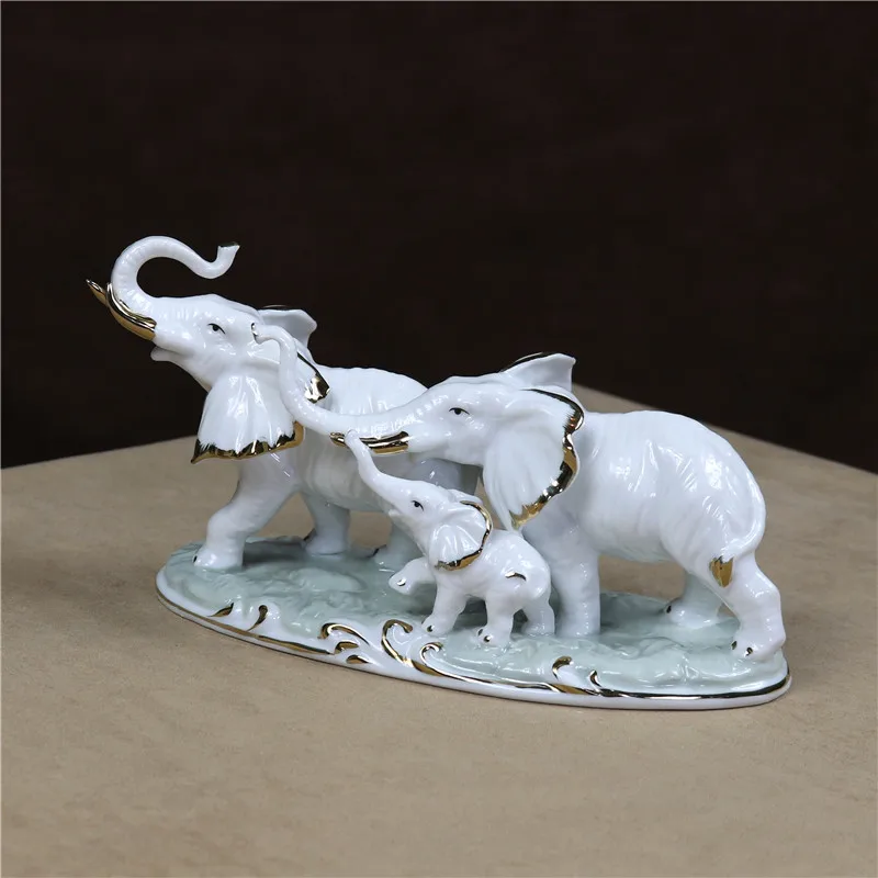 Koop Porseleinen Olifant Familie Beeldje Keramische Olifant Miniatuur Home Decor Huishoudelijke Ornament Craft Versiering Verjaardagscadeau