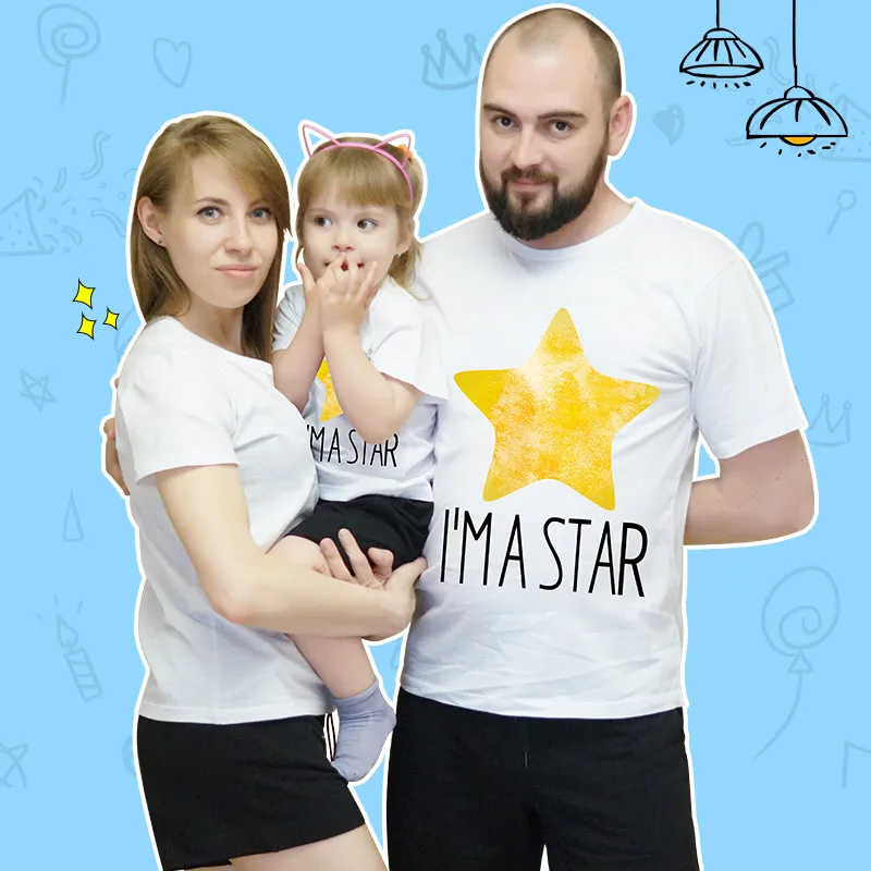 Новинка 2019 одинаковые наряды для всей семьи милая хлопковая Футболка с принтом в