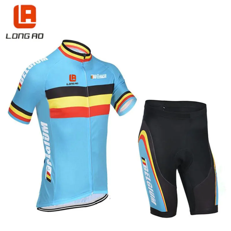 Длинный AO Ropa Ciclismo Belgium велосипедные кофта и шорты рукава велосипедные топы дорожный велосипед велосипедный Костюм удобная одежда bicicleta - Цвет: LA99 short set