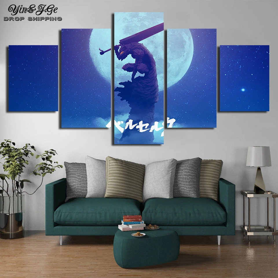 Wall Art домашнее украшение аниме Берсерк кишки Moon Shadow меч изображение воина один