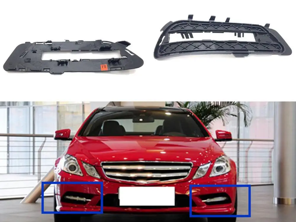 

For Benz E200 E260 E300 Front Bumper ABS Grille Fog Light cover decoration A