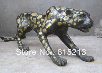 

bi00609 42"Huge China Art Bronze gilt sculpture wild animal Leopard Snow leopard statue