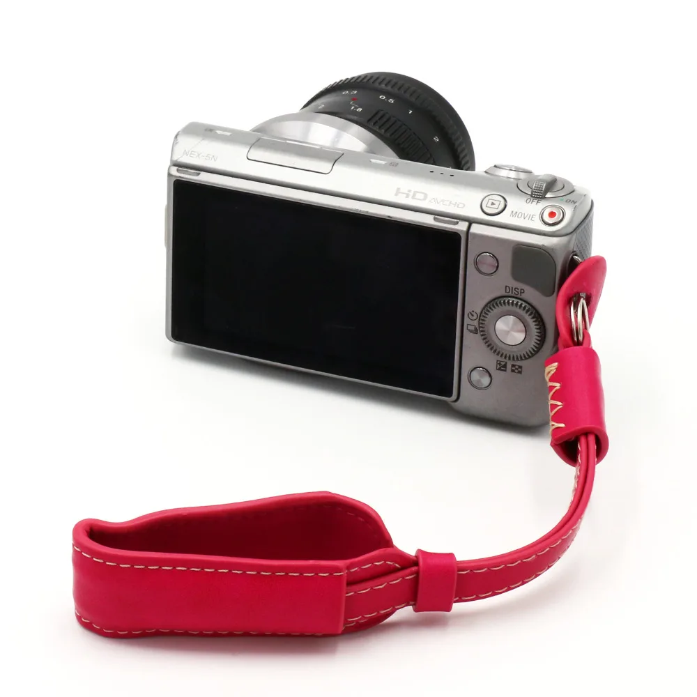 Ремешок на запястье для камеры двойной PU кожаный чехол розовый для sony Canon Nikon аксессуары для фотосъемки L