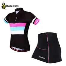 WOSAWE Summer Female Mini Skirt + Shirt Ropa Ciclismo Cycling Jersey Sets Breathable MTB Bike Clothing Short sleeve clothes