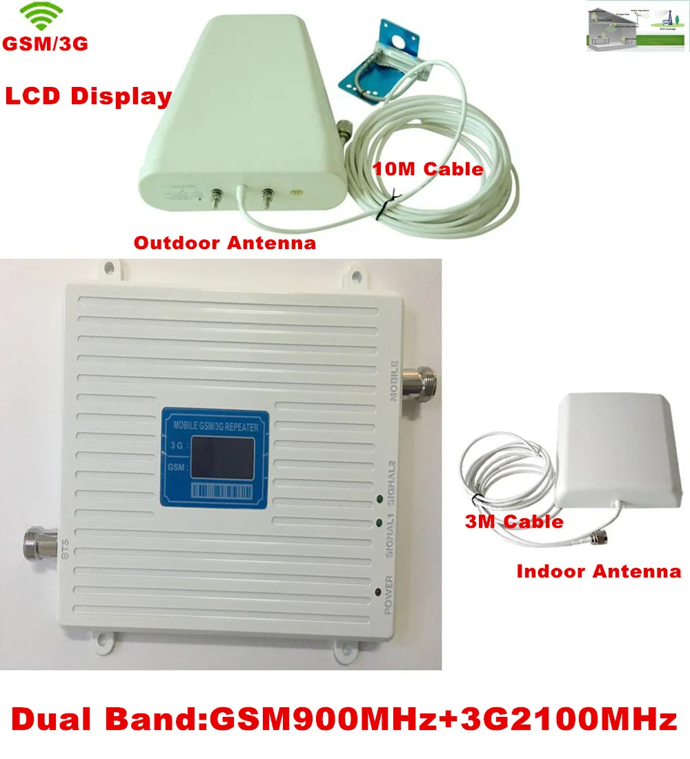 

Newest W-CDMA 2100MHz 3G 2G GSM 900Mhz Dual Band Mobile Phone Signal Booster Repeater GSM 3G Cellular Signal Repeater Amplifier