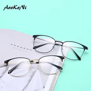 

Fashion Brand Designer Business Men Frame Half-Rim Eyeglasses Frames Women Hydronalium Glasses Frames With Spring Hinge On Legs