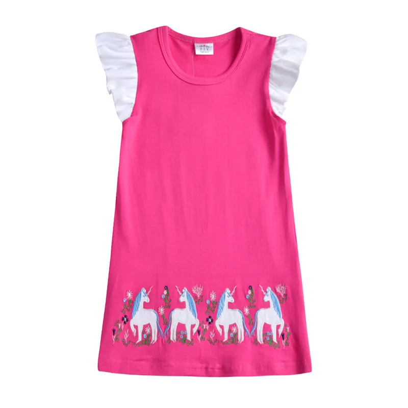 VIKITA платье с блестками для девочек, детские летние платья с кроликом, бабочкой, единорогом, Vestidos, хлопковая одежда без рукавов для малышей