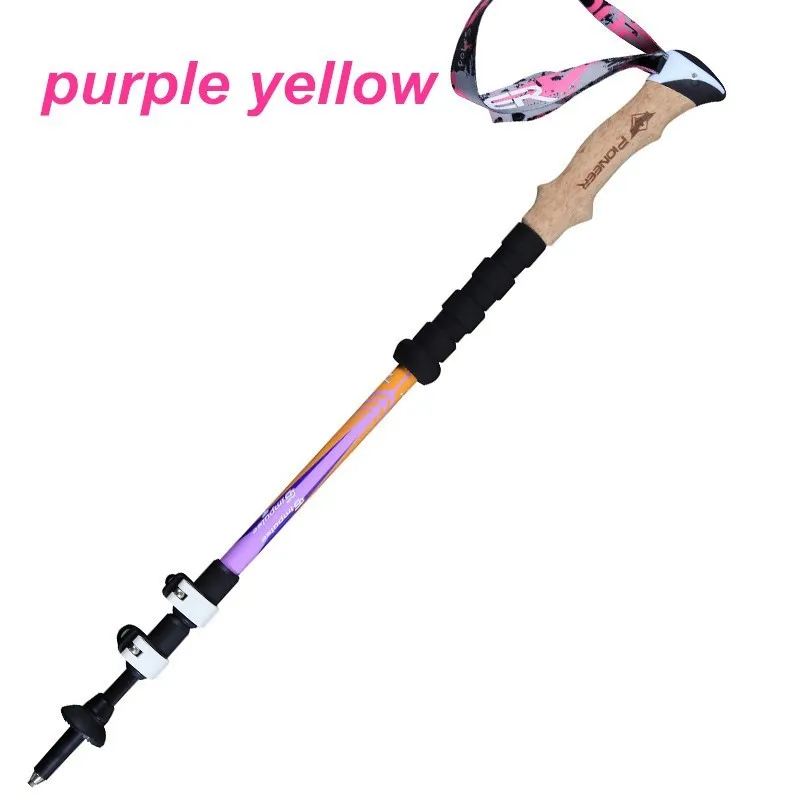 tp1027 purple yellow  Nordic walking sticks hiking sticks alpenstock walking cane Trekking poles mountain climbing sticks