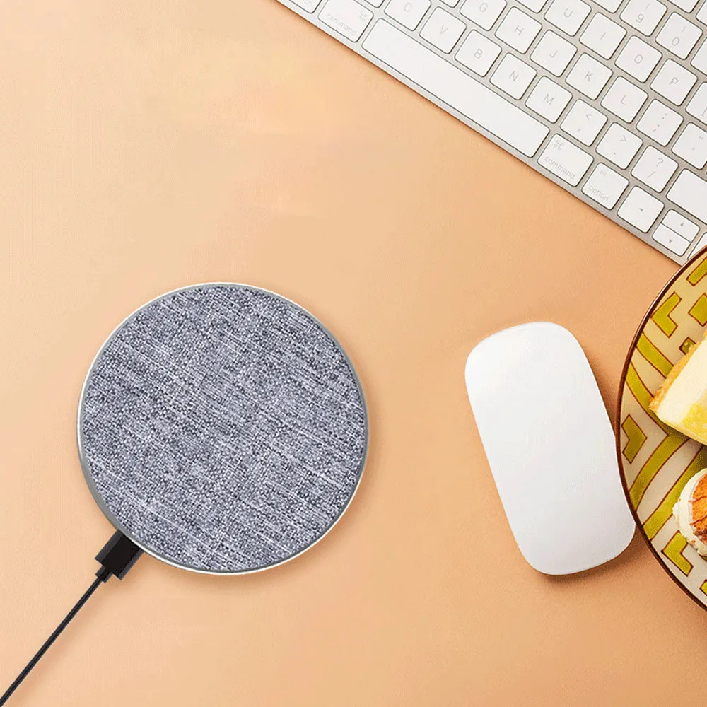 

2018 Literary small fresh style MC-30 fabric round Fabric Wireless Fast Charging Charger Pad For iphone X/8/8Plus For Samsung