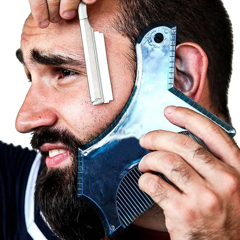 

2019 Innovative Design Beard Shaping Tool Trimming Shaper Template Guide for Shaving or Stencil With Full-Size Comb for Line Up