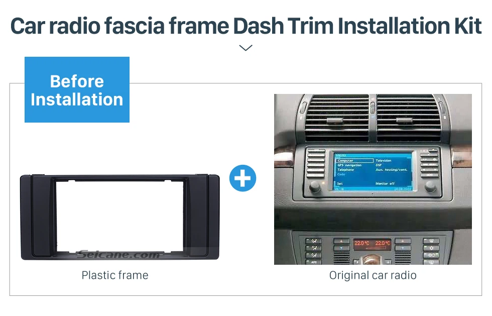 Seicane Double DIN 1995-2003 BMW5 E39 X5 E53 Car Radio Fascia DVD Player Mounting Frame Trim Installation Stereo Panel 