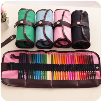 

Professional Roll Pencil Bag Canvas Fabric Pencil Case Roller Shades For 48/36 Color Pencils, Not Including Pencils