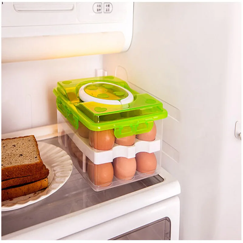 QuickDone 24 ячейки контейнер для яиц контейнер для пищевых продуктов для хранения овощей двойной Слои коробка Прочный Контейнер Аксесуар для холодильника CKC1543