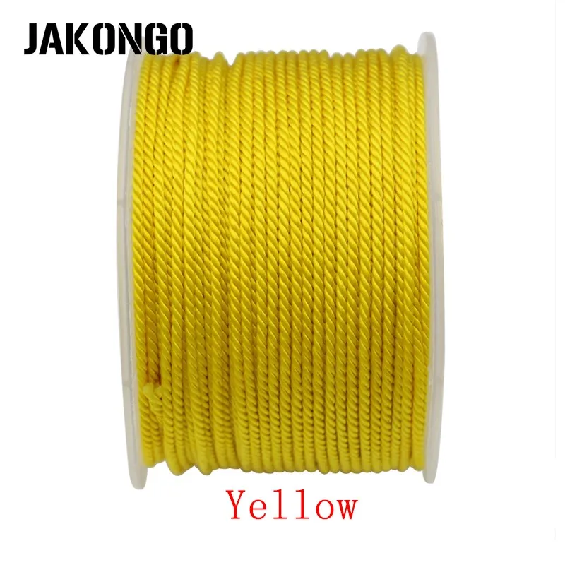 JAKONGO 1,5 мм шелковистый Плетеный Миланский шнур нить для изготовления ювелирных изделий веревка для DIY браслета ожерелье ручной работы 50 ярдов 16 цветов - Цвет: yellow