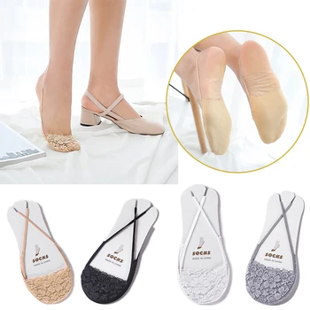 

No Show Invisible Sling Socks Antiskid Liner Half Feet Hosiery Fashion Women Sexy Lace Beathable Non-Slip High heels Boat Sock