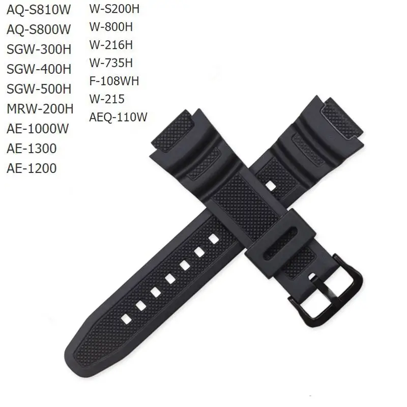 Black Replacement Wristband Strap For CASIO Digital Watch