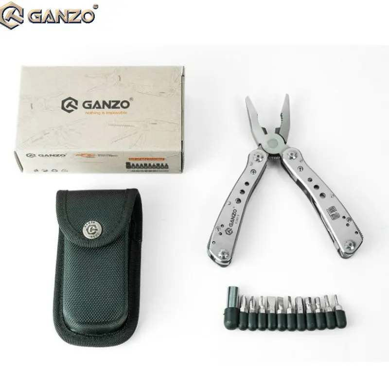 

10pcs/lot By DHL Ganzo G201H 22in1 Outdoor Multi Pliers Multi Tool Camping Tool w/ Nylon pouch silver folding plier