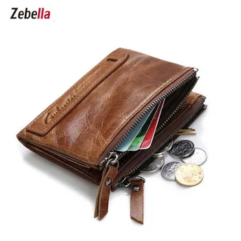 

100% Genuine Cow Leather Men's Wallet Small Brown Male Magic Coin Purses Original Leather Fashion Business Men Clutch Bags