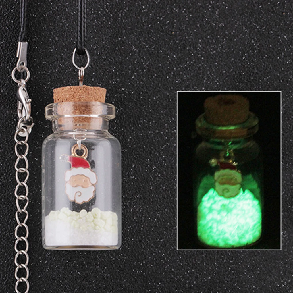 

Women Luminous Christmas Tree Snowman Snowflake Xmas Necklaces Deer Glass Bottle Chain Gifts Jewelry