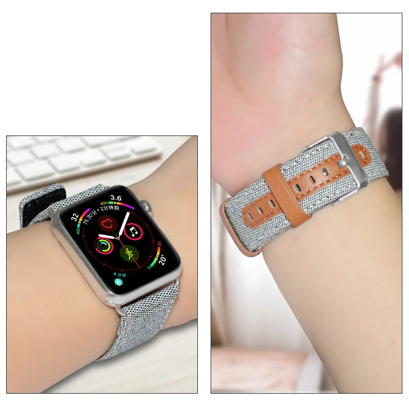 Браслет для apple watch серии 4 3 2 1 Сменный ремень iwatch холст с классической пряжкой
