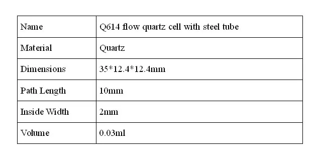 Горячая 10 мм Длина пути Q614 поток кварцевая ячейка со стальной трубкой