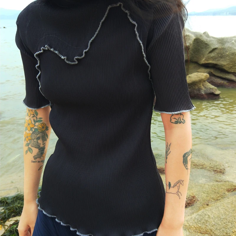 

Fold Tshirt miyake pleated tshirt free shipping