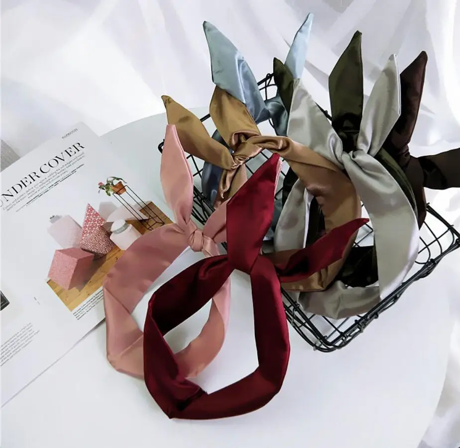 2019 Твердые скинни волосы шарф Женская Косынка Foulard алюминиевый проволочный