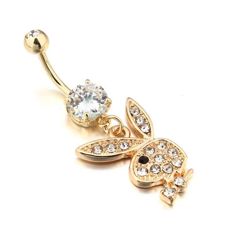 

Bunny Dangle Belly Button Navel Rings Body Piercing Jewelry Gem Color:Black