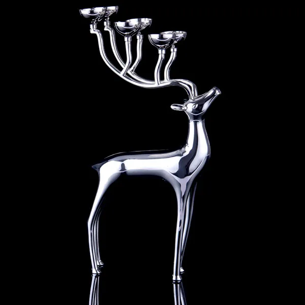 4362 free shipping deer metal candle holder animal candlestick home