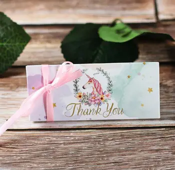 

100Pcs Creative Unicorn Style Wedding Favors Candy Boxes Party Supplies Thank You Gift Box Bomboniera Chocolate Box + Ribbons
