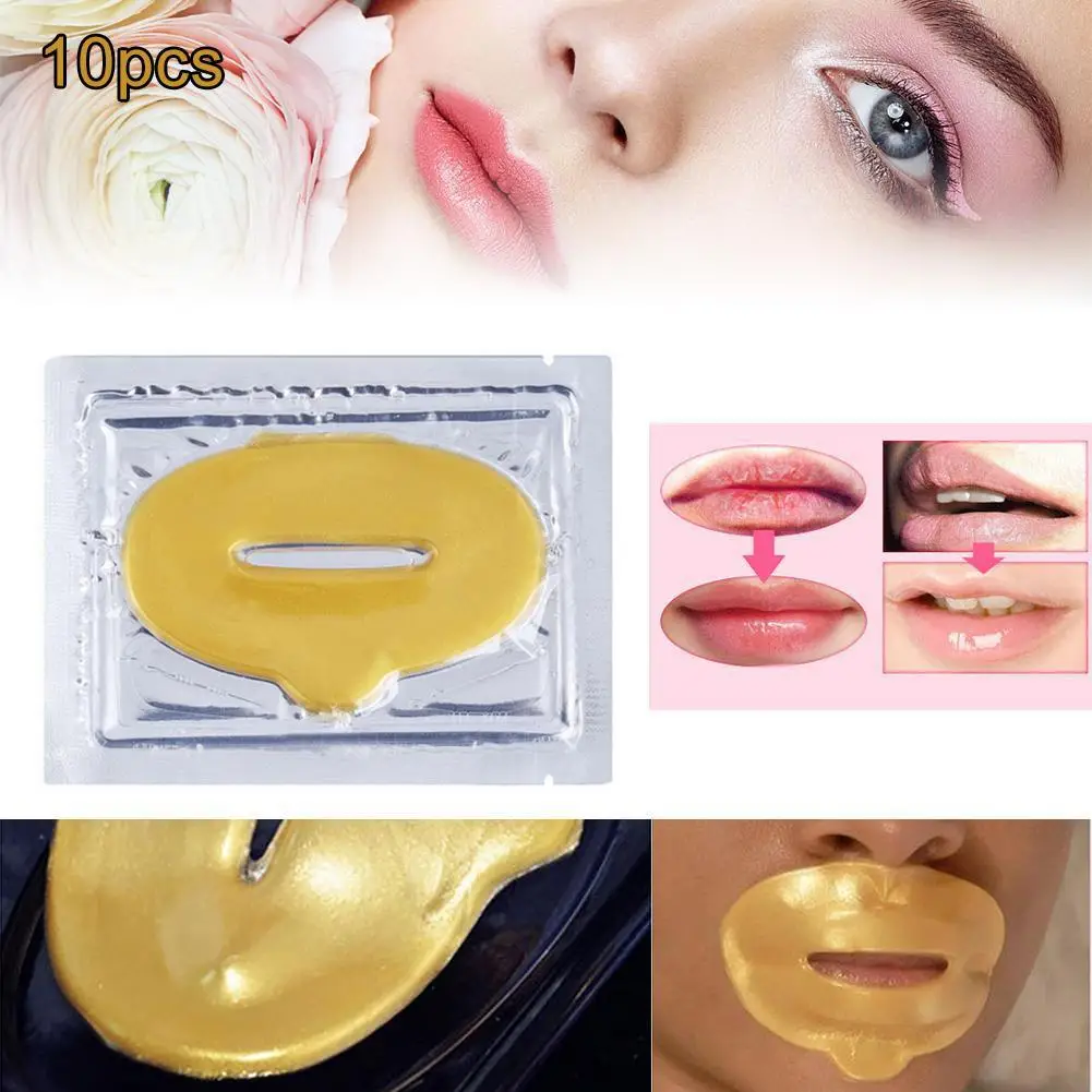 Buy 10pcs Women Lady Lip Masks Gold Sexy Crystal Lip Membrane Collagen Moisture