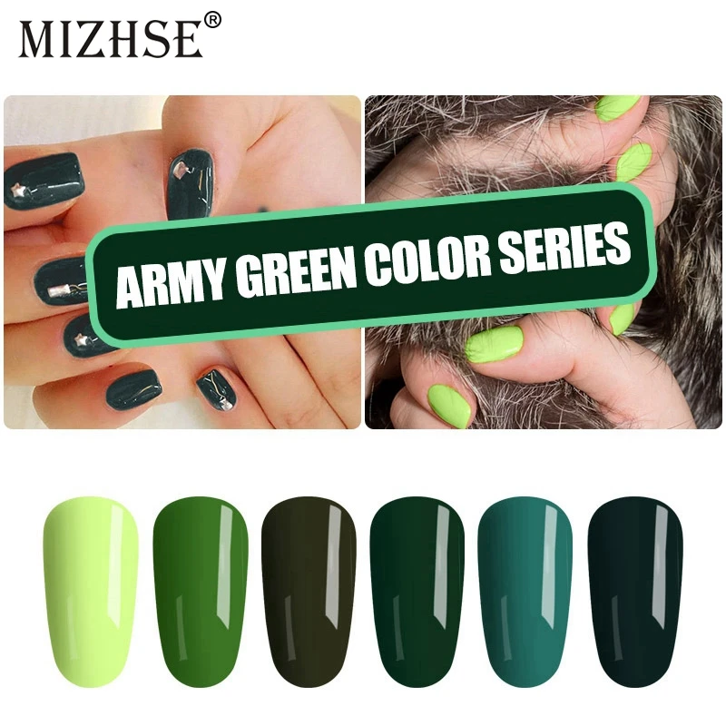 

MIZHSE Gel Polish 7ML UV LED 2019 Fashion Army Green Varnish Vernis Semi Permanent UV Gel Nail Art Set For Manicure Hybrid Nails